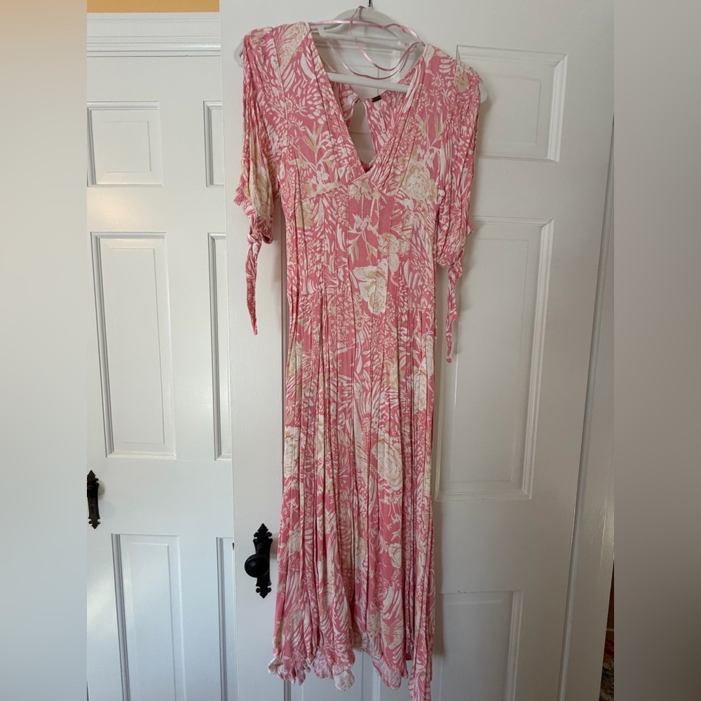 Free People Pink and Cream Floral Maxi Dress